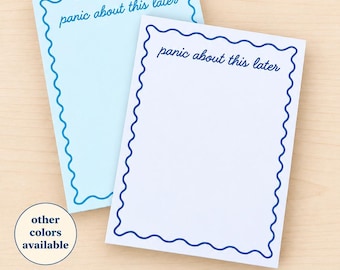Panic About This Later Notepad | Wavy Memo Pad | Funny ADHD Desk Notepad | Cute Tear Off List Pad