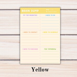 Brain Dump Notepad | ADHD Planner Pad | Mental Load Organizer | Thought Organizer | A5 Tear-Off Notepad | Yellow