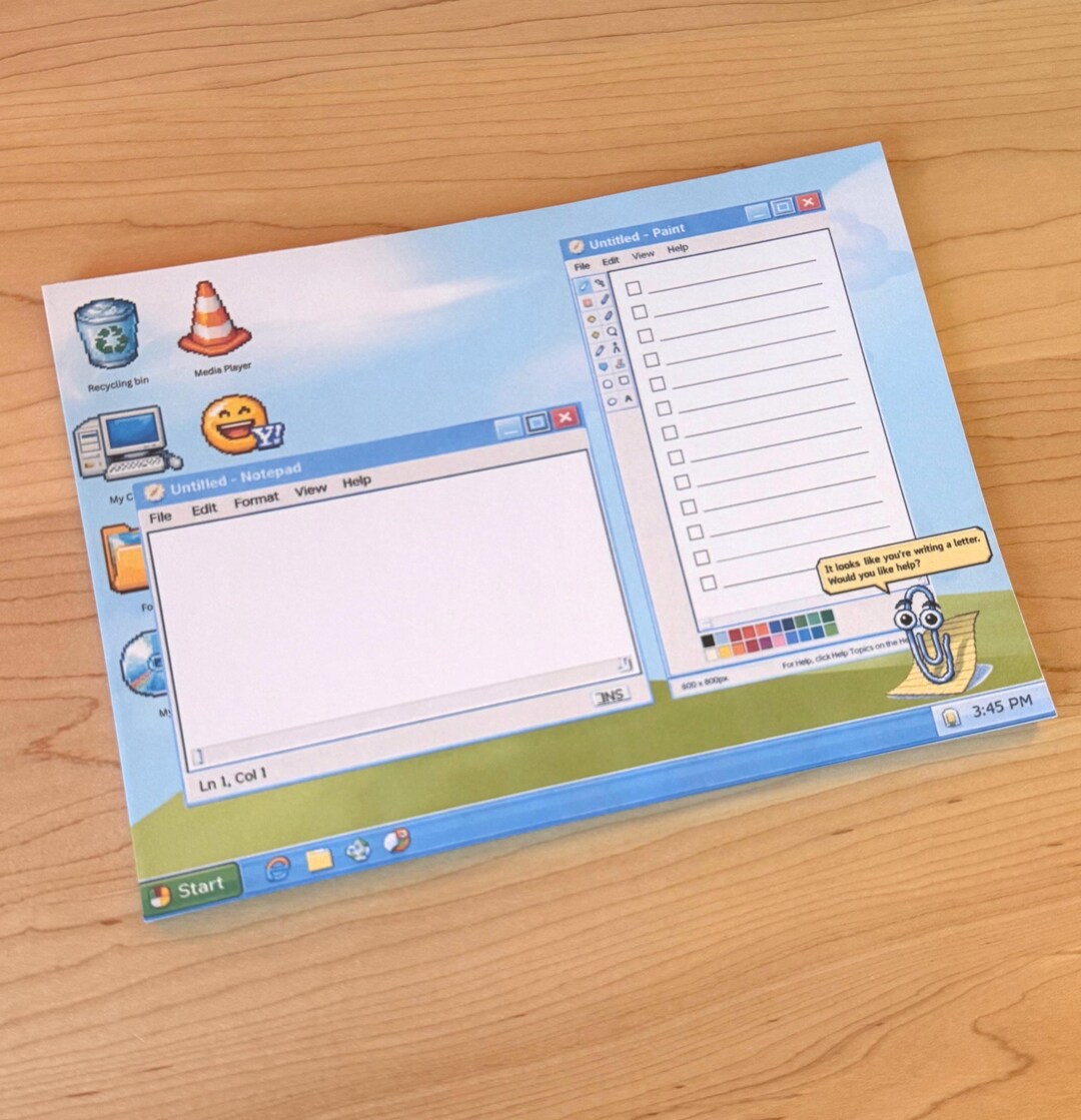 Old School Computer Notepad A5 Retro Computer Notepad With Clippy-inspired | 90s Y2K To-do List ...