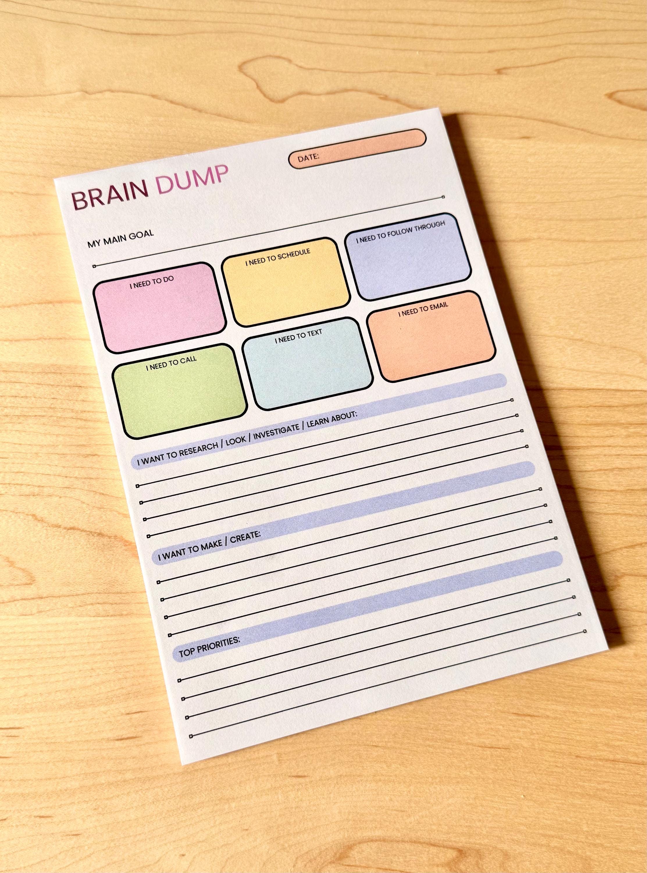 ADHD Brain Dump Notepad A5 – Daily To-do List, 50-page Tear-off - Etsy