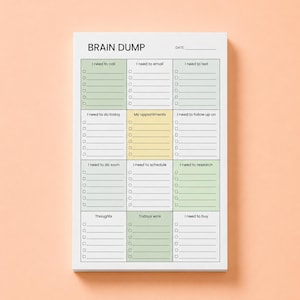 A5 Brain Dump Notepad – Color-Coded Task Organizer | 50-Page Tear-Off Productivity Pad