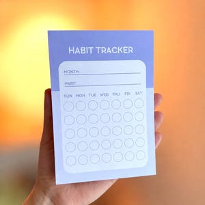 Habit Tracker Notepad, A6 Purple Pastel Minimalist Daily Productivity Planner Pad
