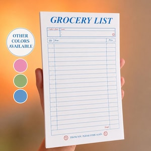 Retro Receipt Grocery List Notepad, Vintage Style Shopping Pad (5x8 Inches) | Magnet Option