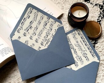Handmade grey envelope music sheet lining