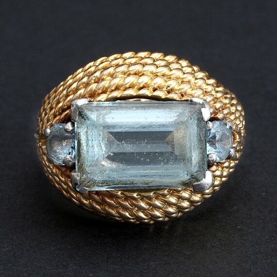 Yellow and aquamarine gold ring: "Vamos a la Playa