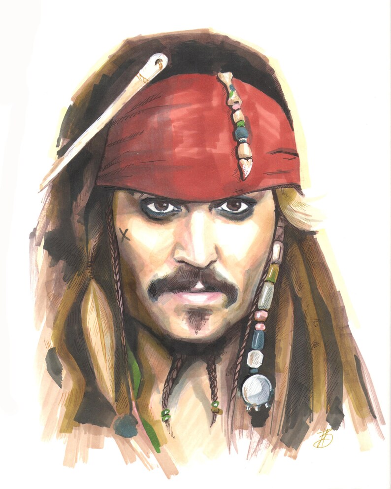 Jack Sparrow Dessin Pirate Des Caraibes Capitaine Jack Sparrow Johnny Depp Pirates des Caraïbes | Etsy