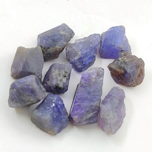 Natural Blue Tanzanite Rough Gemstone Lot - Tanzania (10 Pcs