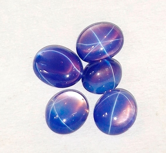Natural 6 Rays Blue Star Sapphire Loose Gemstones - 20 Carat Lot, 10 Pieces, Oval Cabochon 5 thumbnail image