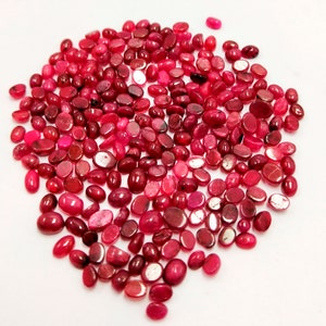 Natural Ruby 4X3 MM Oval Red Burma Cabochon Loose Gemstone Lot Genuine Red Ruby Oval Burma Cabochon Gemstone