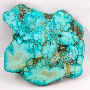 Natural Uncut Turquoise Blue Polished Slab Rough Loose Gemstone Genuine Blue Turquoise Slab Rough Gemstone P44