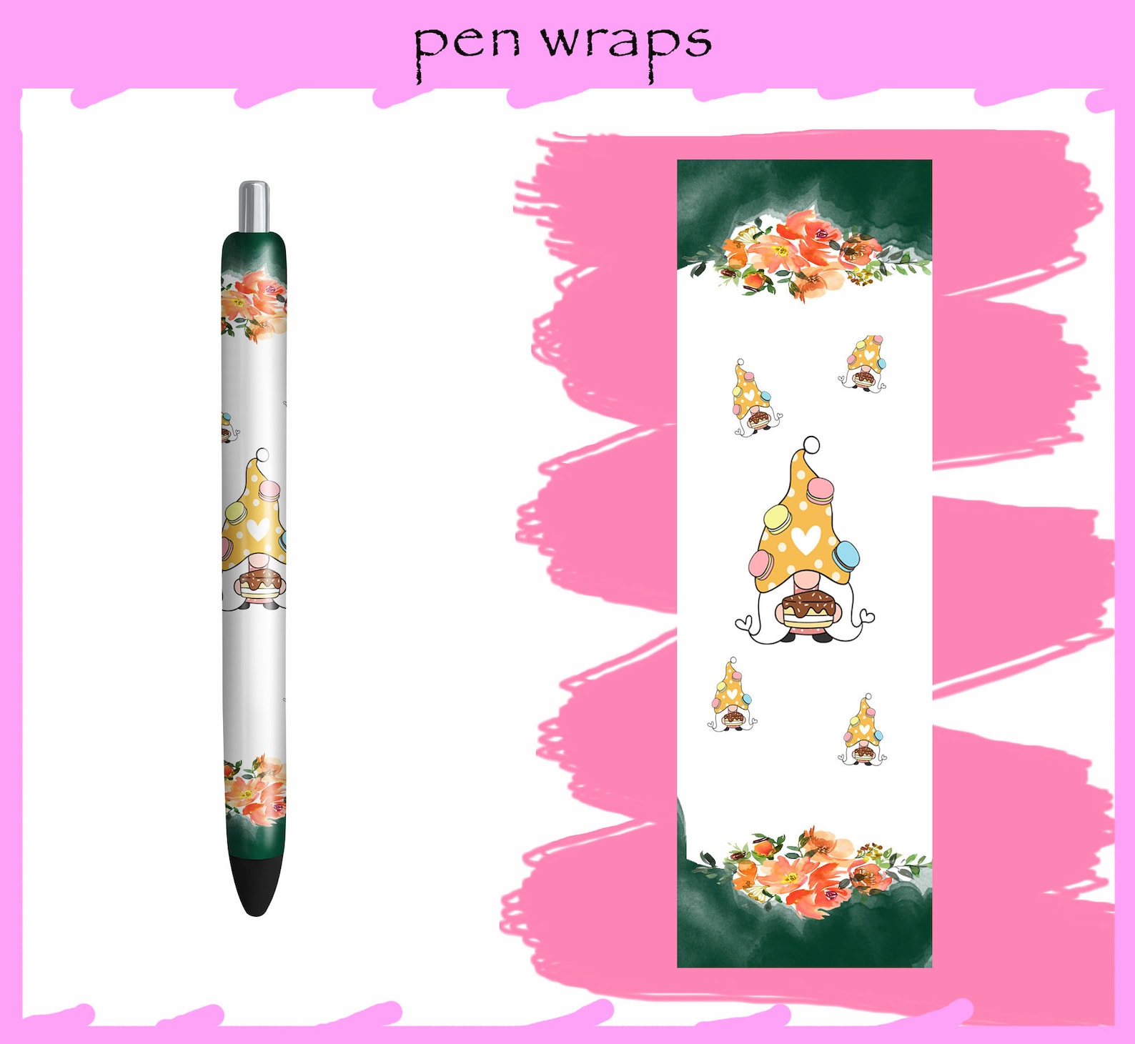 Gnome pen wrapEpoxy pen wrapspattern pen wrap Pen wrap Etsy