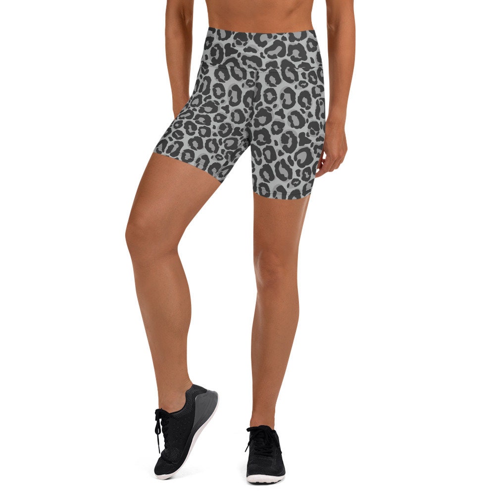 Yoga Bike Shorts Grey Leopard - Etsy 