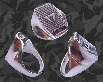 925 silver graffiti spray cap ring, cast from a skinny nozzle tip. Aerosol art