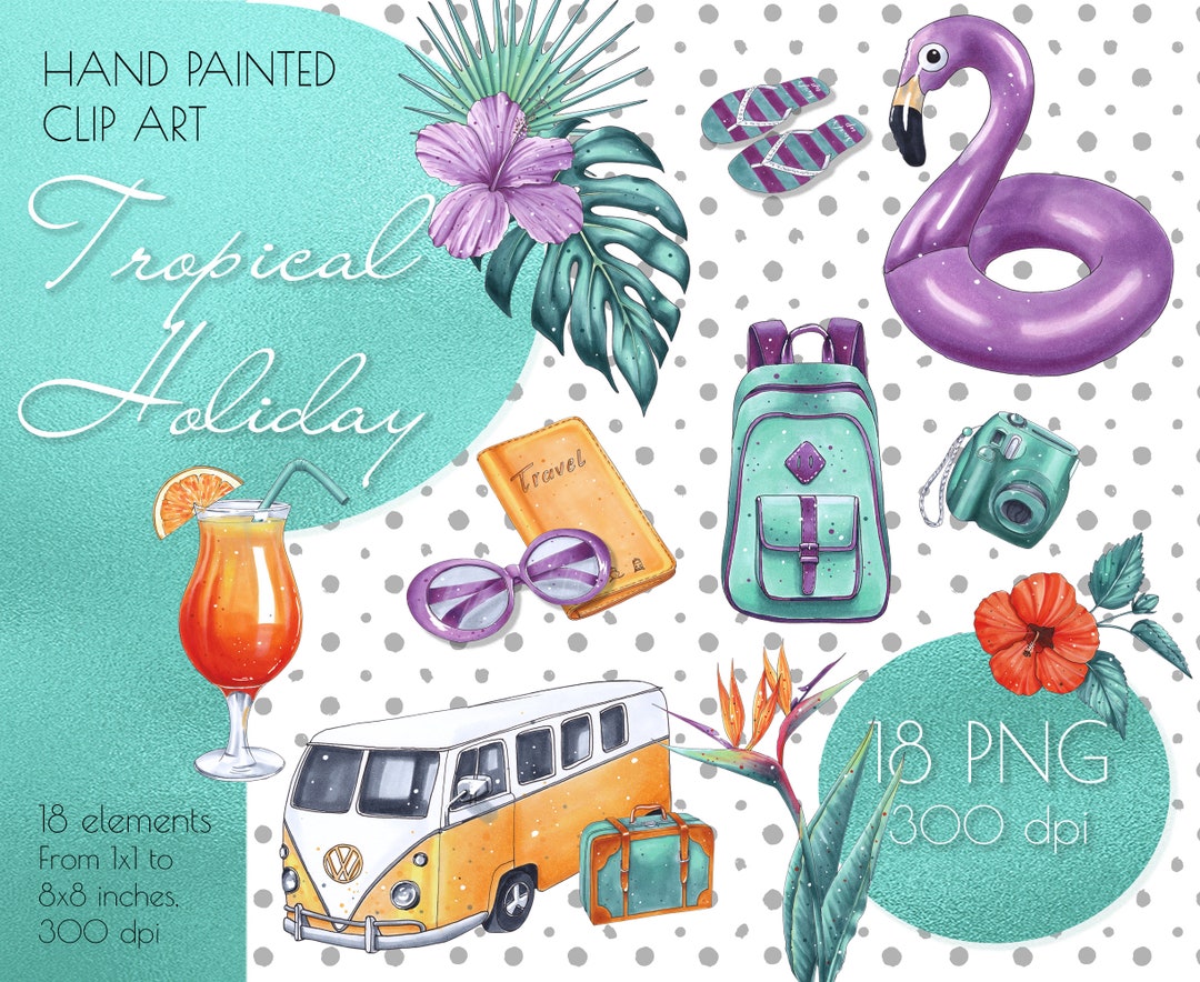 Beach Tropical PNG Clip Art Summer Clipart Digital Download - Etsy