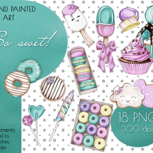 Cute sweets clipart Food clip art PNG digital downloads