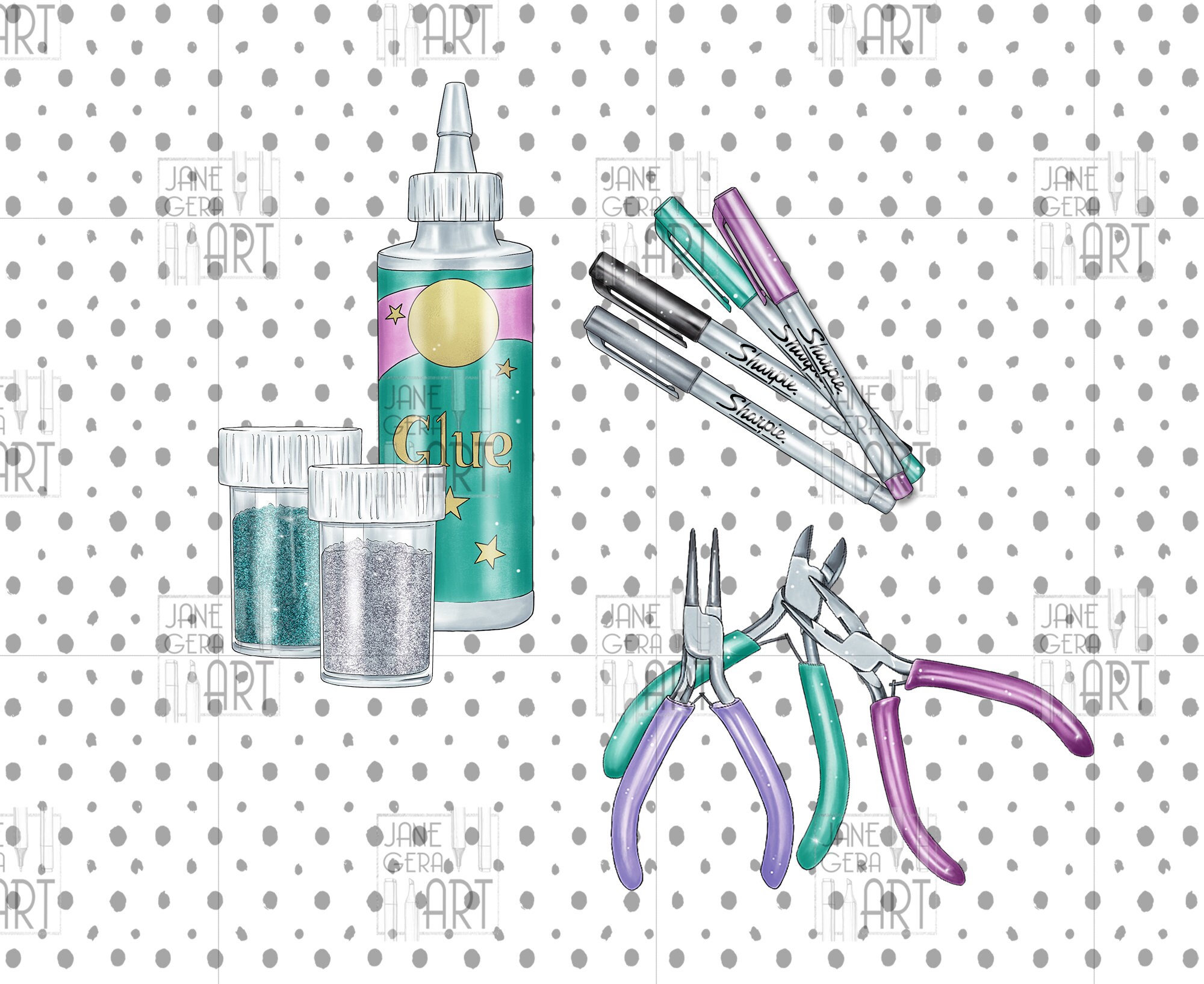 Crafting Tools Clip Art Craft Supplies Clipart Digital Etsy