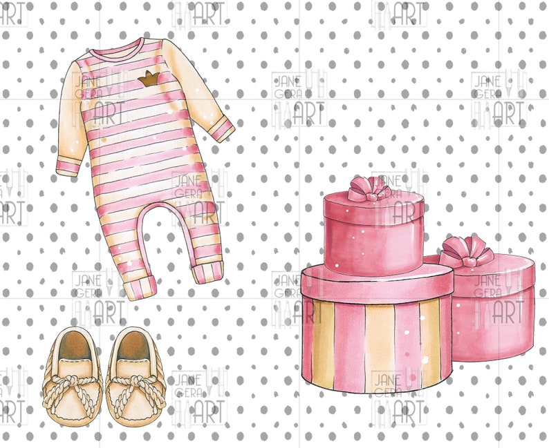 Baby girl Baby shower clipart digital downloads