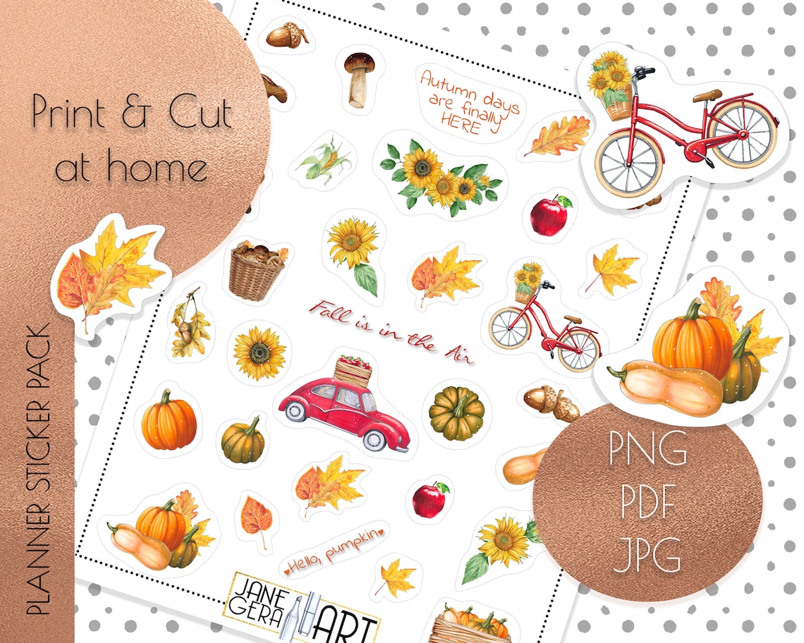 Fall stickers printable stickers Autumn planner stickers Etsy
