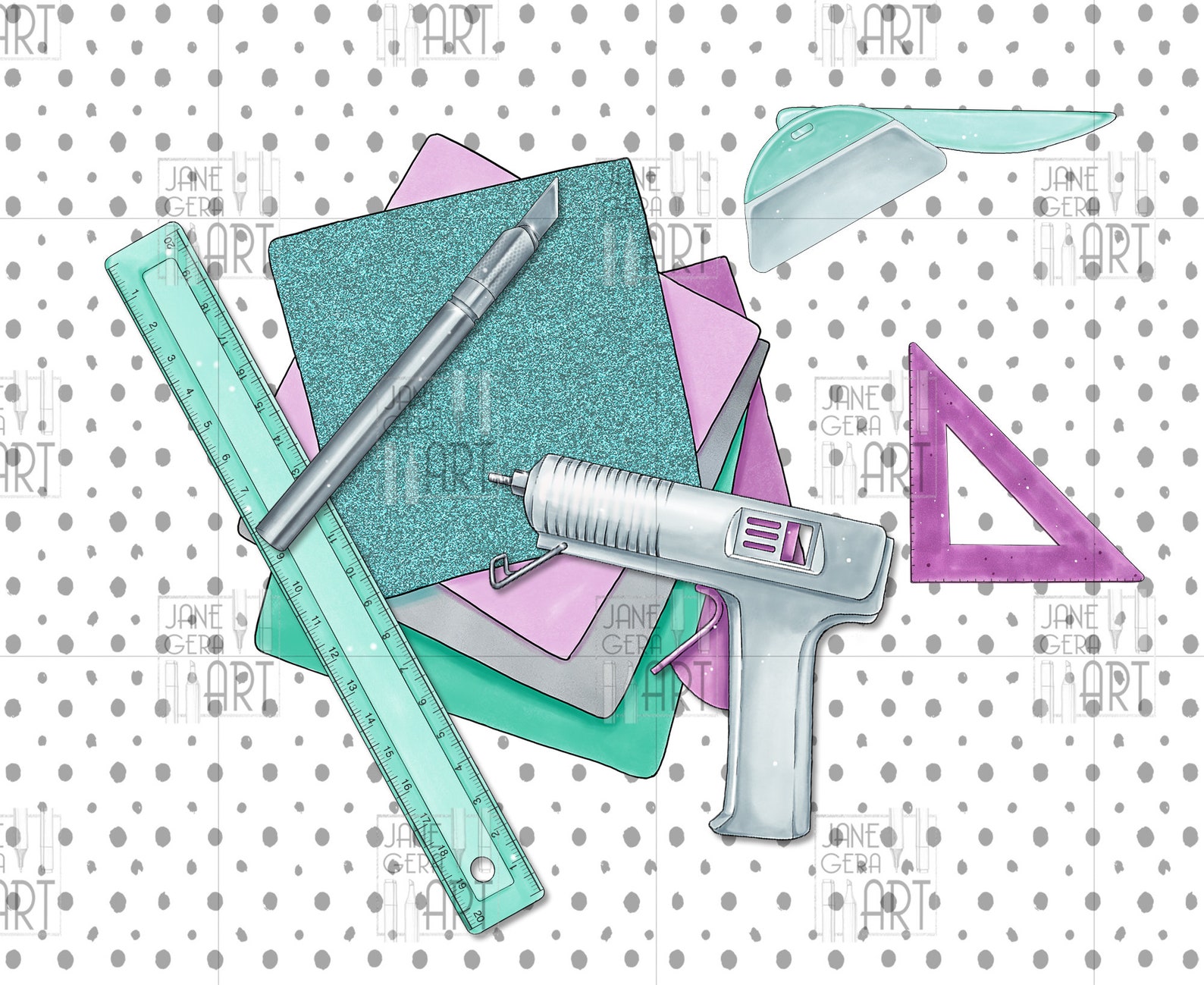 Crafting Tools Clip Art Craft Supplies Clipart Digital - Etsy
