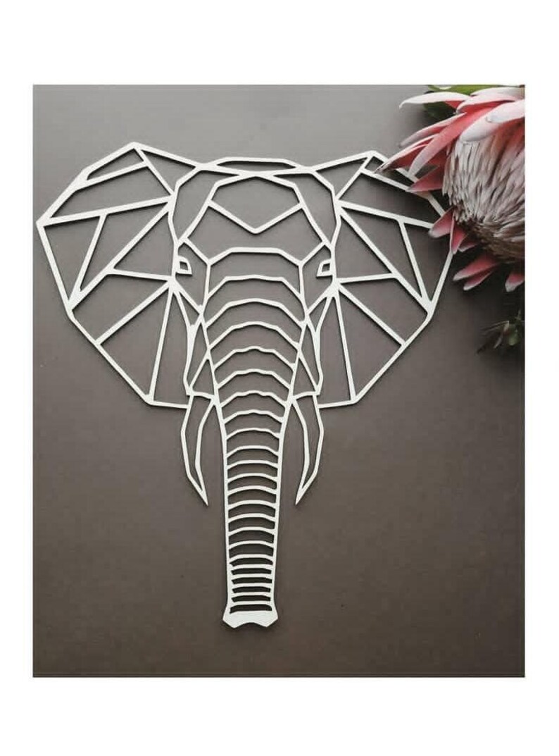 Geometrische olifant hout muur kunst laser gesneden Etsy