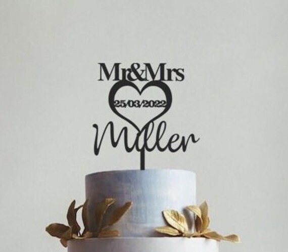 Personalised engraved Mr & Mrs 6" 150mm wedding cake topper keepsake gift 