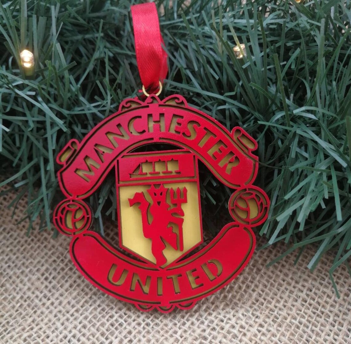 Manchester United Christmas ornament bauble laser cut tree Etsy