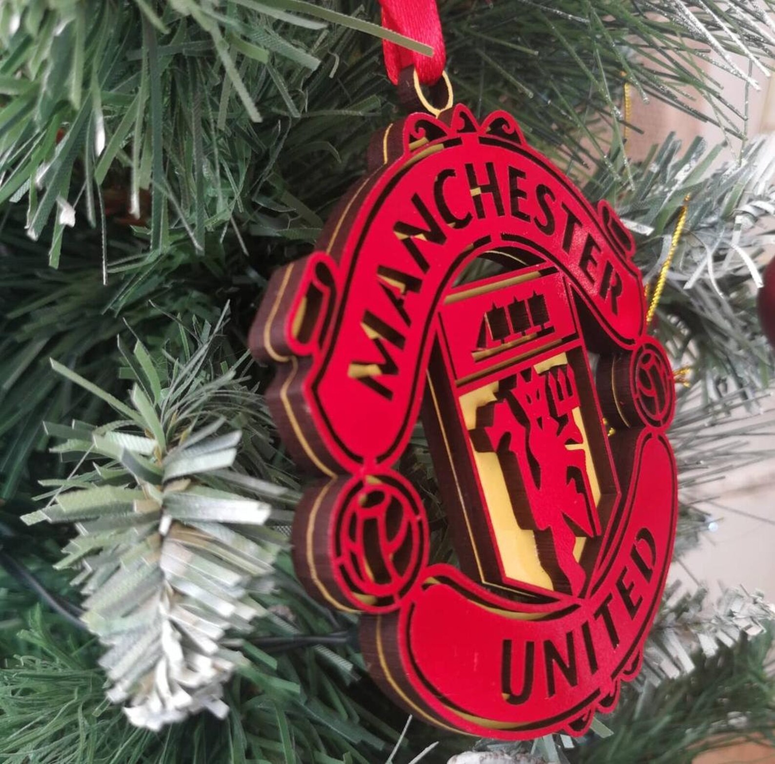 Manchester United Christmas ornament bauble laser cut tree Etsy