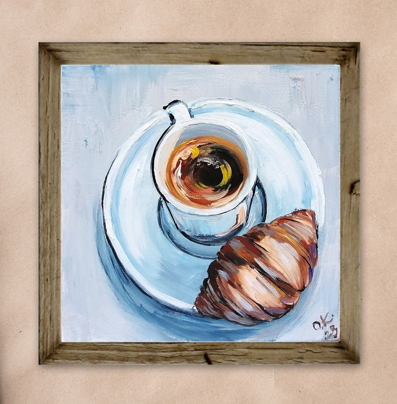 Coffee Cup Painting Original Miniature Art Small Still Life