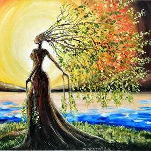 Mother Earth Painting Tree of Life Original Art Goddess Tree - Etsy