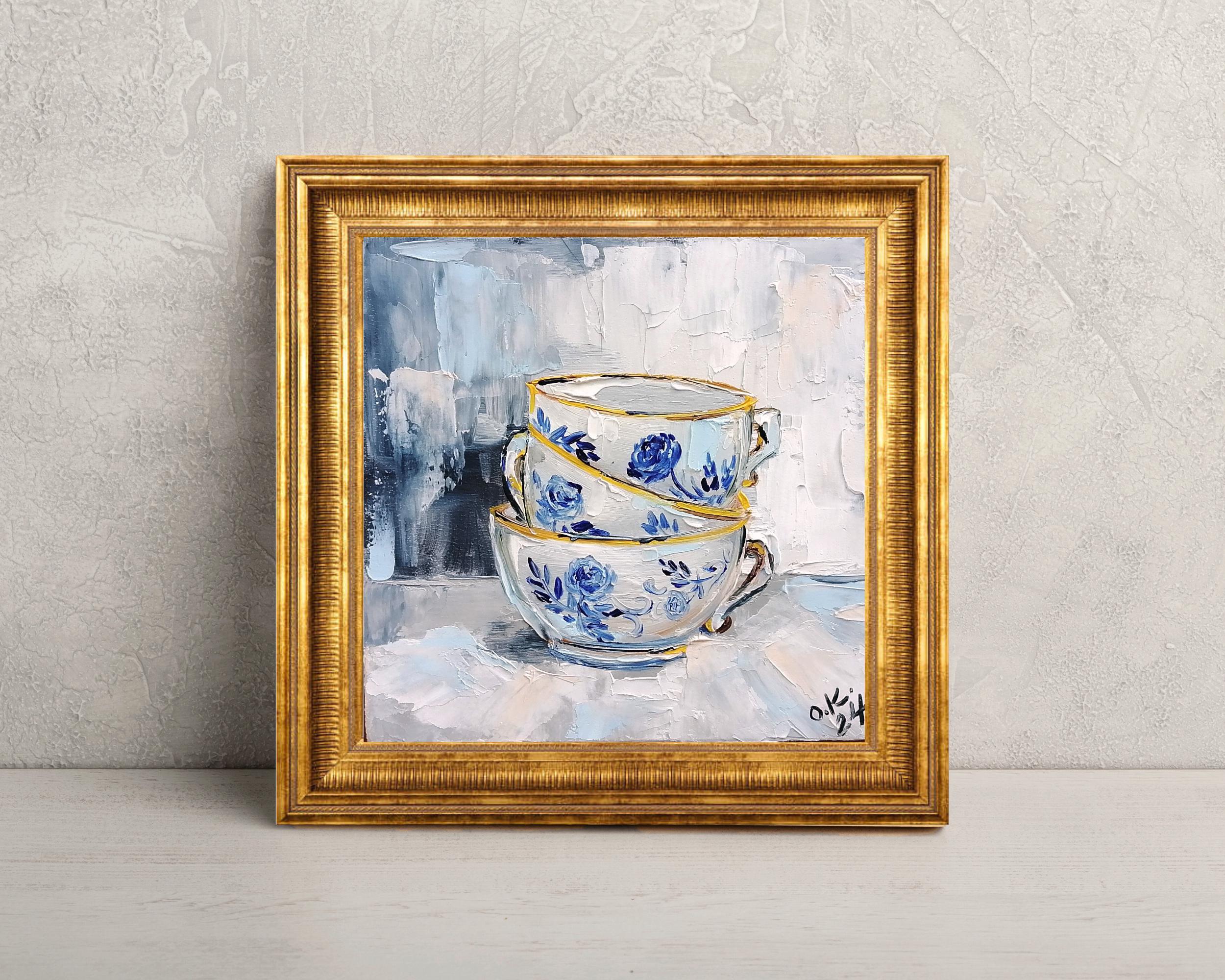 Peach Oil Painting Original Miniature Still Life Kitchen Fruit Art