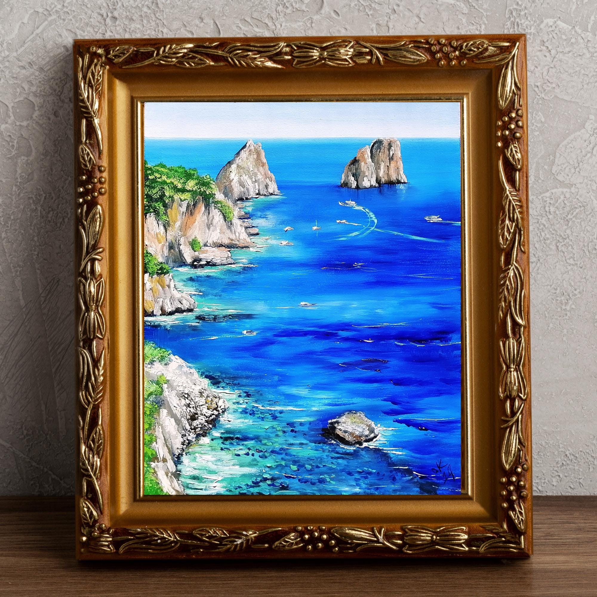 Capri Italy Oil Painting Original Blue Grotto Italian Seascape Art