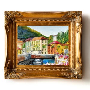Lake Como Painting Italy Original Art Italian Oil Painting Varenna Italy Painting Lake Como Italy Wall Art by OKpaintingShop 4x6