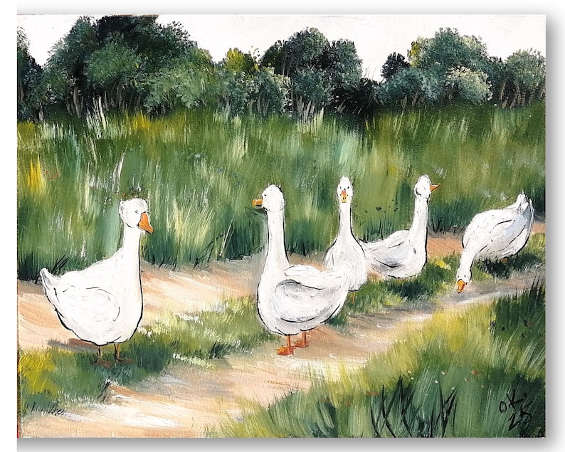 Mallard duck painting original miniature art Vintage duck oil painting farmhouse kitchen wall art country decor duck hunting gift 4x6 #2 8x10 inch panel