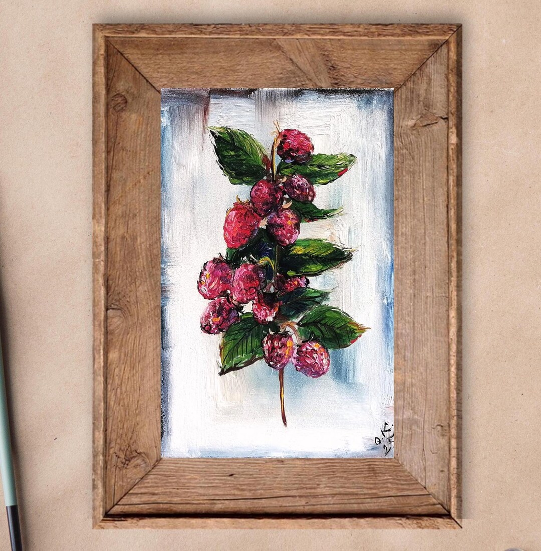 Painter Raspberry Raspberry Art Original Painting Fruit Still Life Oil Painting Miniature ...