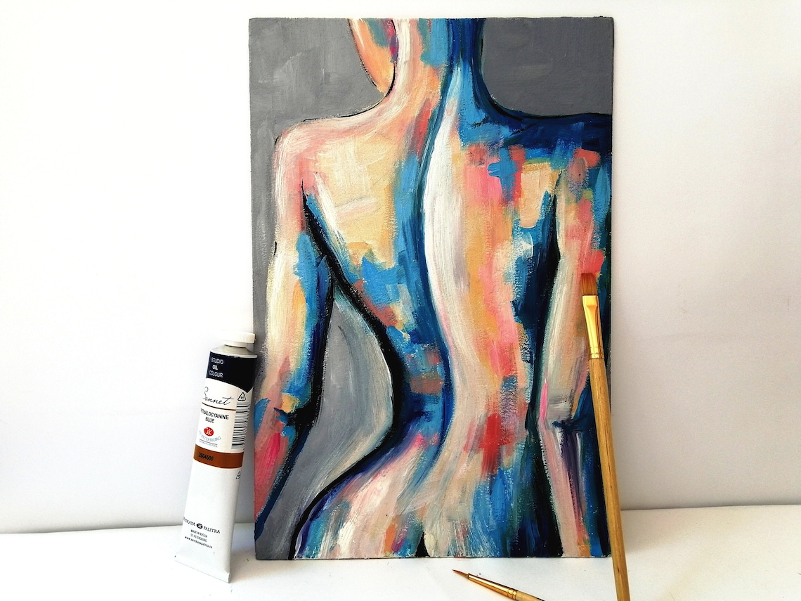 Clearance SALE Female body abstract oil painting framed Etsy