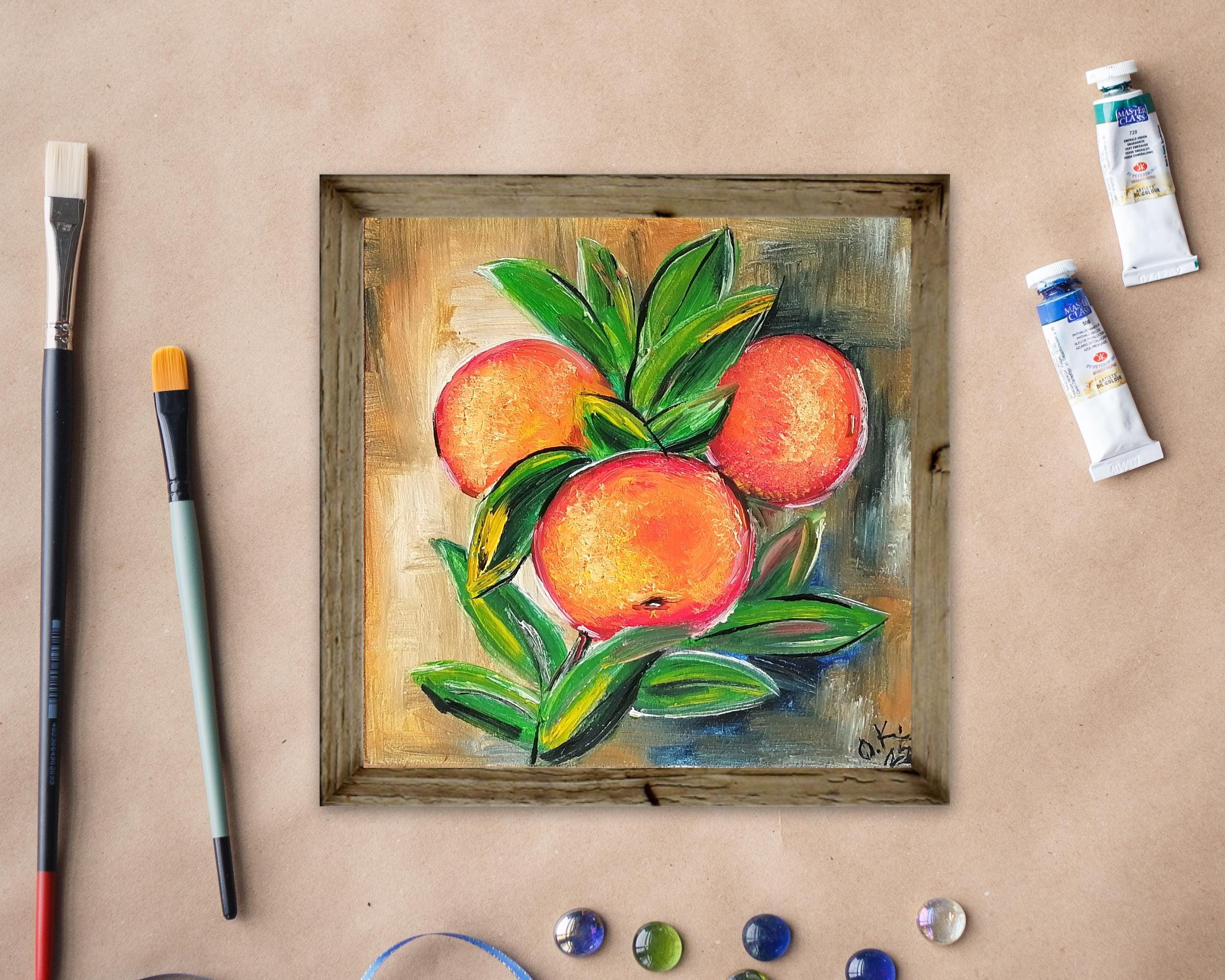 Original Clementine Art Still Life Orange Tree Oil Painting