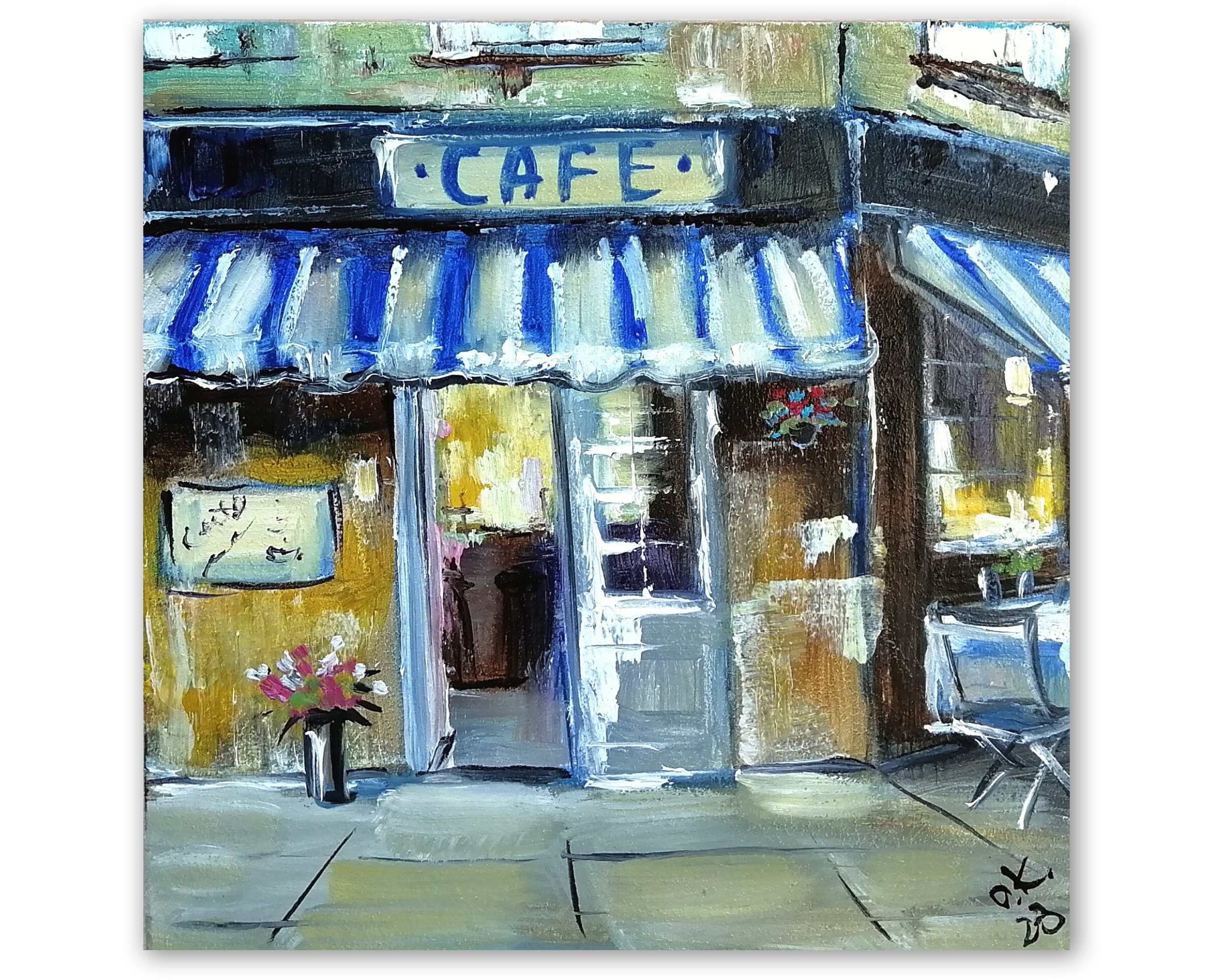 マリオ・パッソーニ作 「Café De Paris」(油絵) マリオ・パッソーニ作 「Café De Paris」(油絵) MARIO PASSONI OIL ON