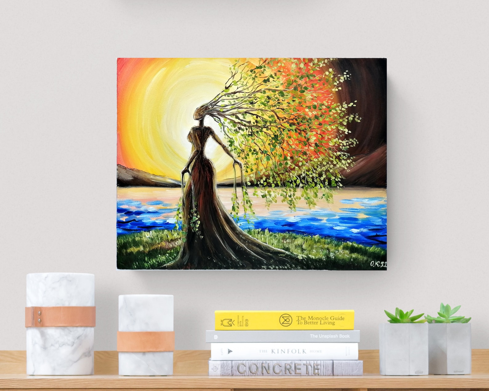 Mother Nature Painting Tree of Life Original Art Gaia Goddess Painting ...
