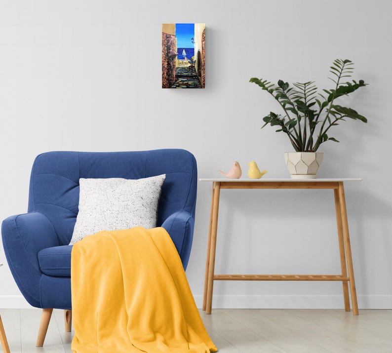 Santorini Greece Oil Painting on Canvas Original Greek Island Art, 11.8x7.9" image 13