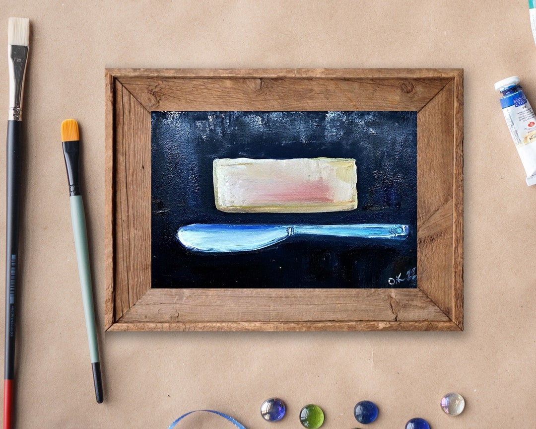 Small Oil Painting Stick of Butter Art Original Miniature Moody Still ...