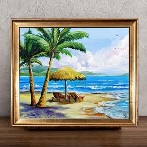 Hawaii painting original art Ocean beach painting tropical landscape wall art travel art gift 8x10