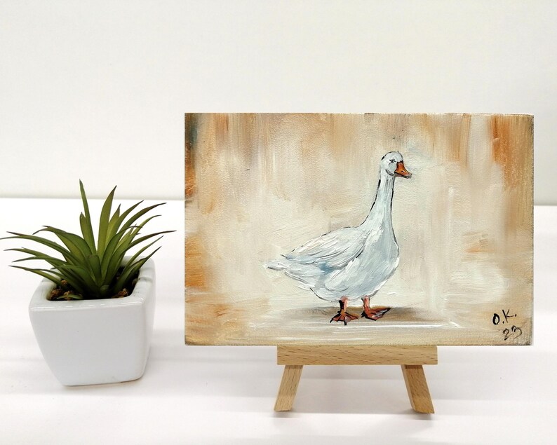 Mallard duck painting original miniature art Vintage duck oil painting farmhouse kitchen wall art country decor duck hunting gift 4x6 4x6inch panel+easel
