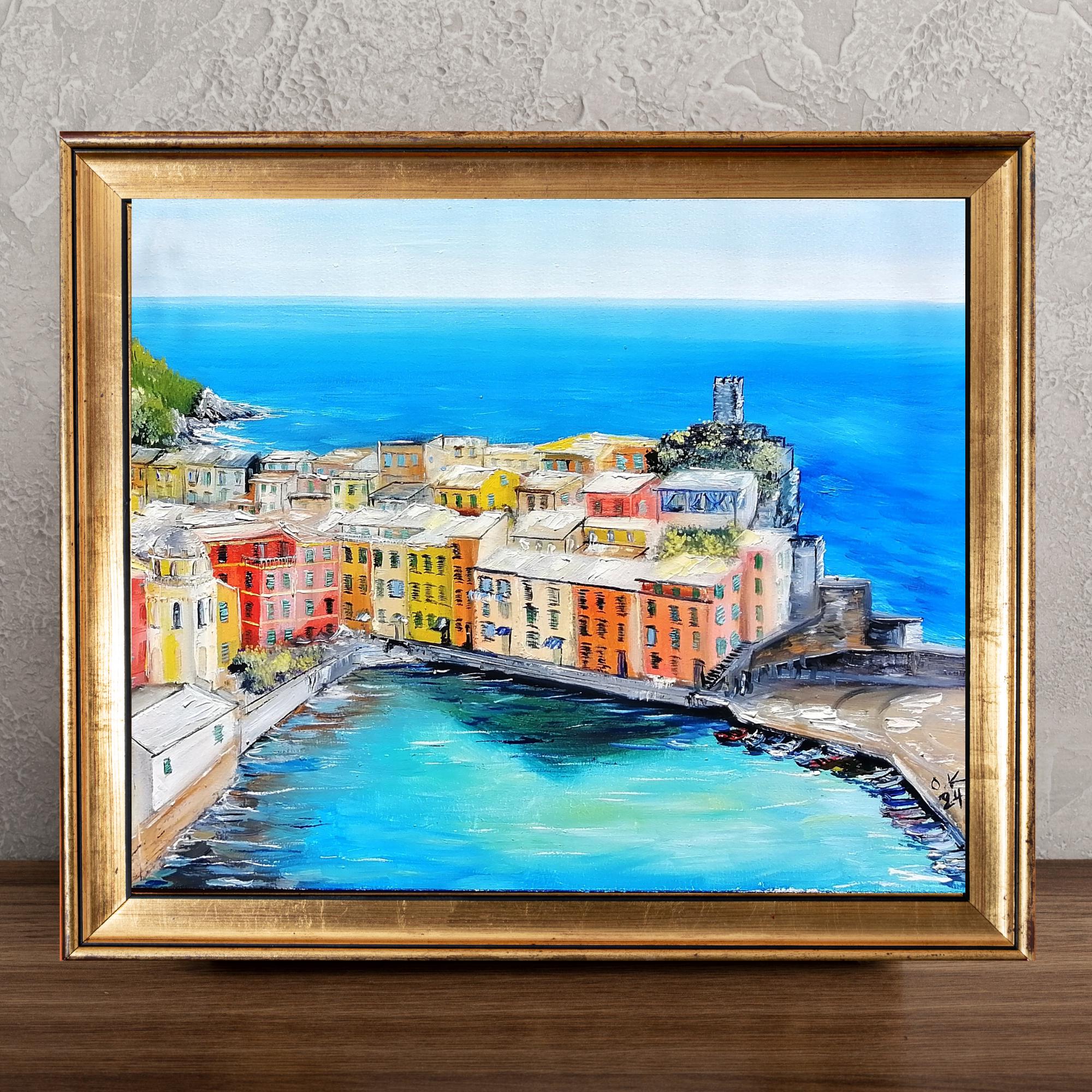 Oil Painting Vernazza Cinque Terre Italy Original Coastal Village