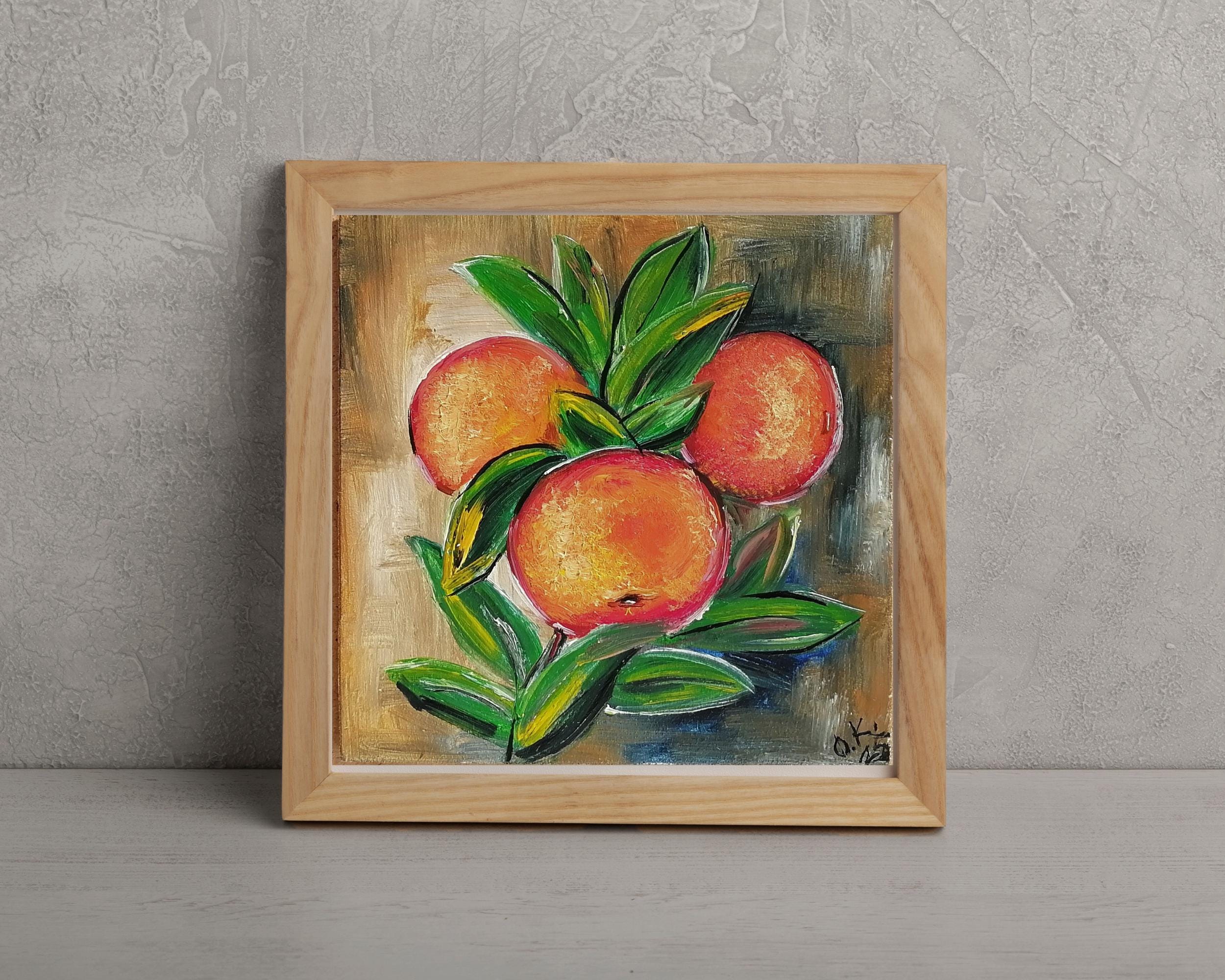 Original Clementine Art Still Life Orange Tree Oil Painting