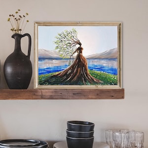Mother Earth Oil Painting Original Tree of Life Earth Goddess Art 8x10 ...