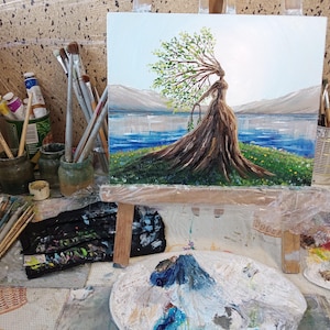 Mother Earth Oil Painting Original Tree of Life Earth Goddess Art 8x10 ...