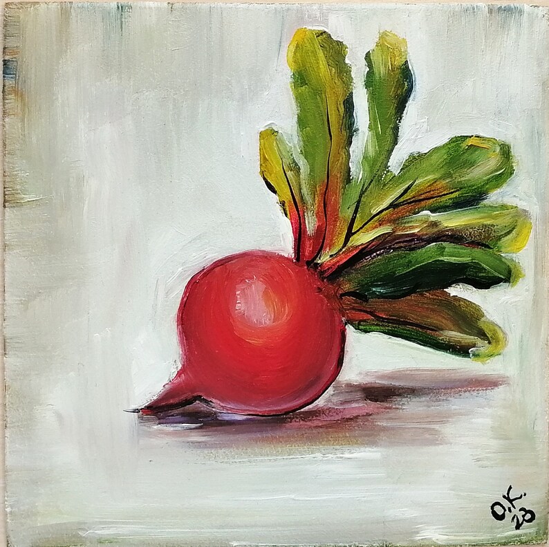 Radish Oil Painting Original Still Life Vegetable Art, Moody Farmhouse ...