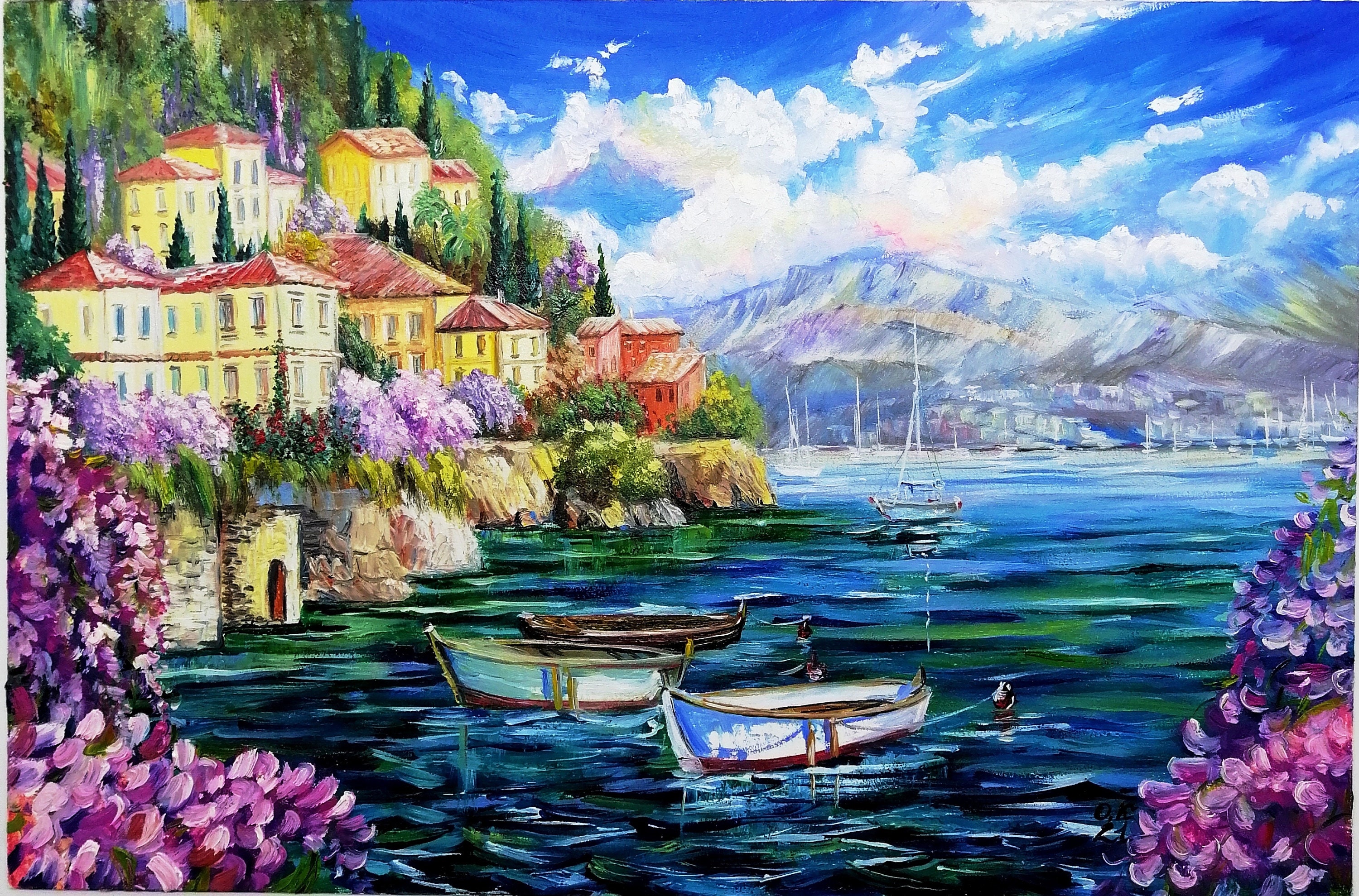 Amalfi coast painting Italy oil painting original art Amalfi Etsy
