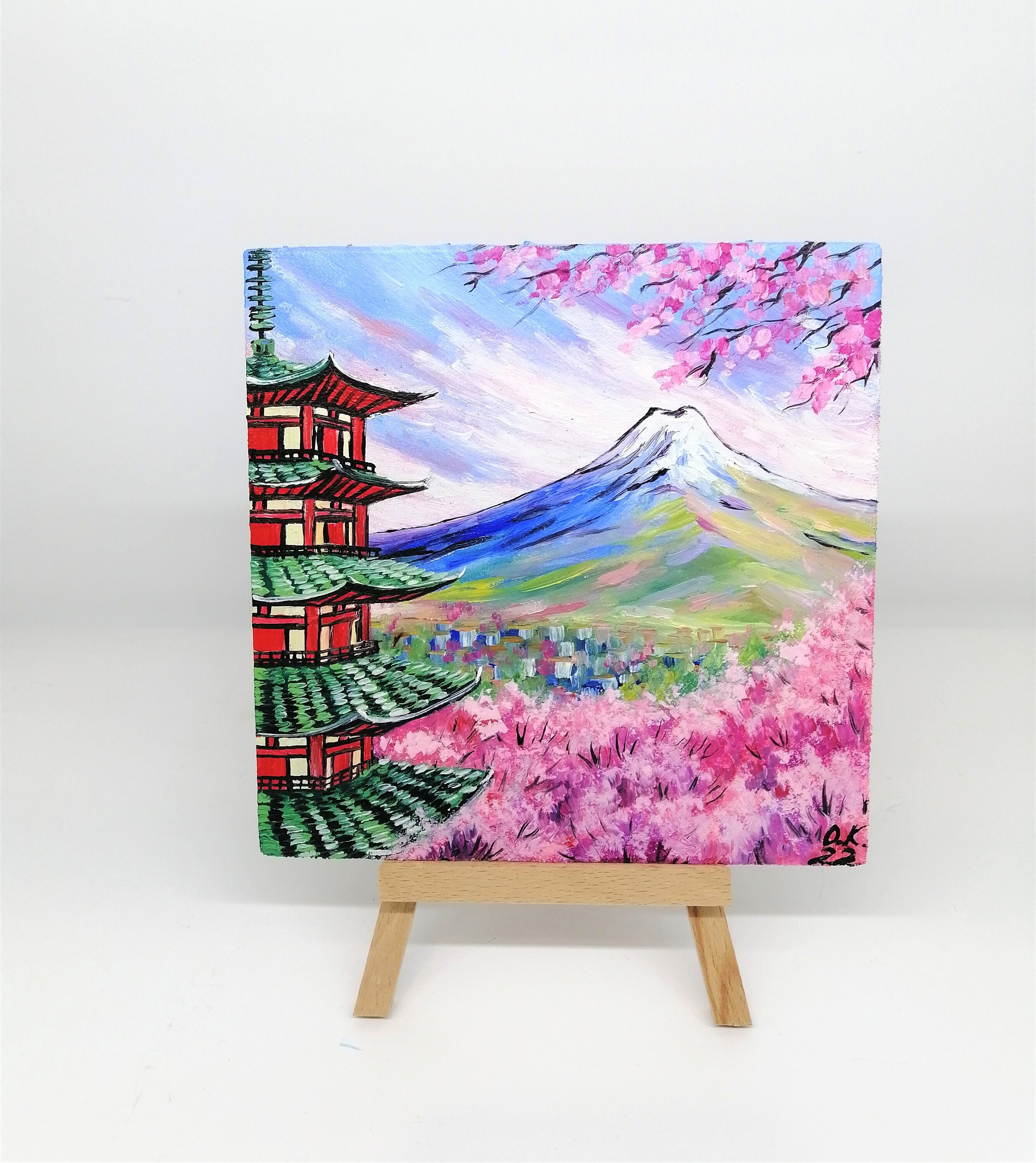 油絵 油彩  絵 絵画【Çherry blossom road】 Cherry blossom path🌸⛩ : r/painting
