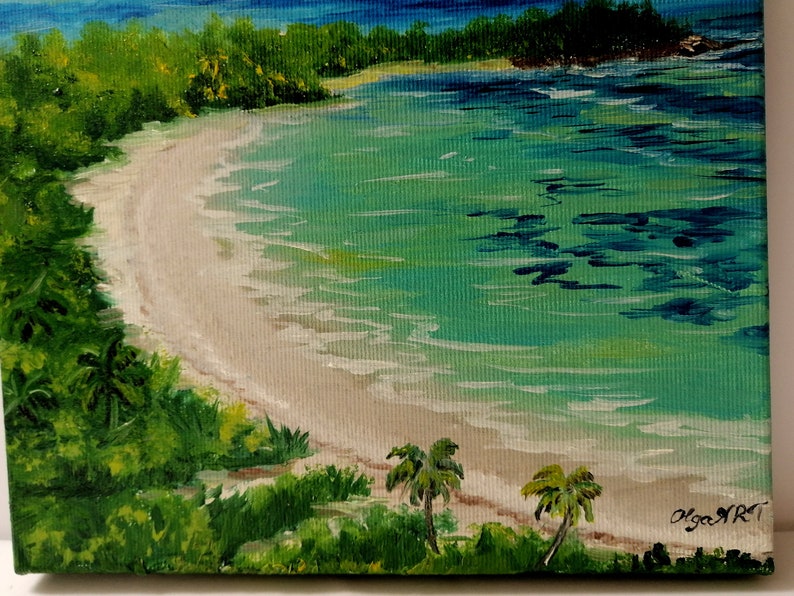 Puerto Rico Wall Art Tropical Beach Oil Painting On Canvas Etsy